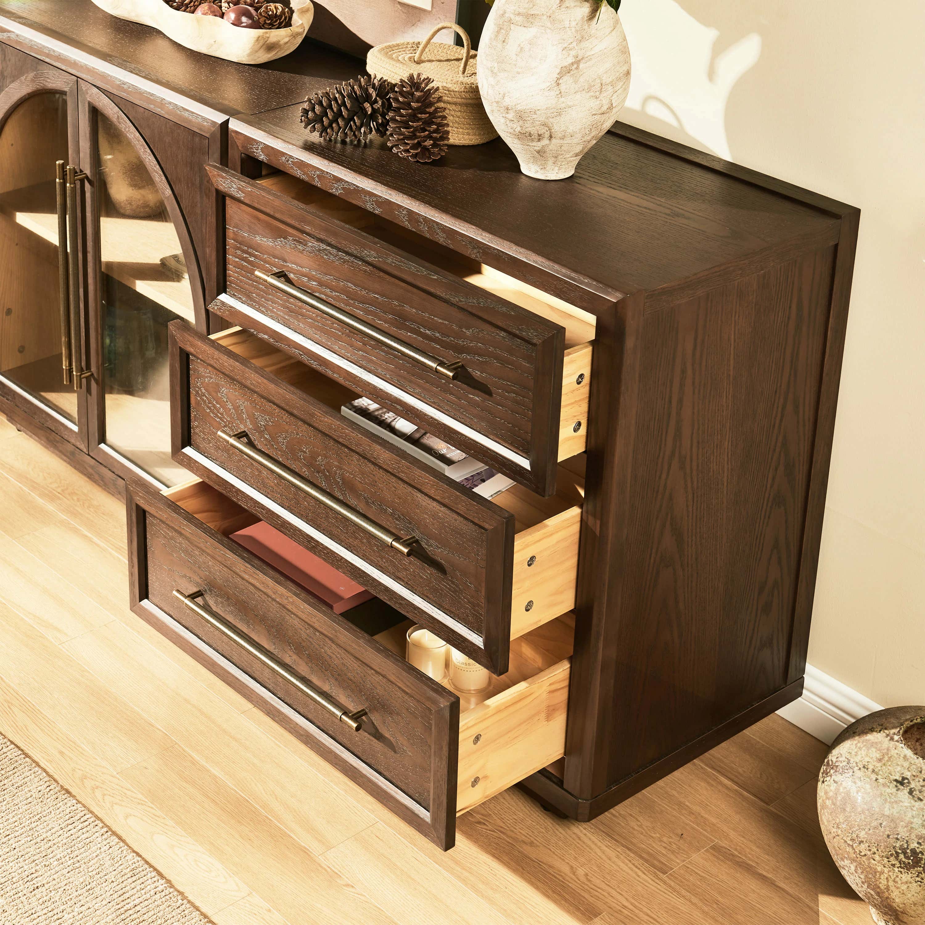 Alvar Arched 126″ Oak Modular Media Console(Set of 4)