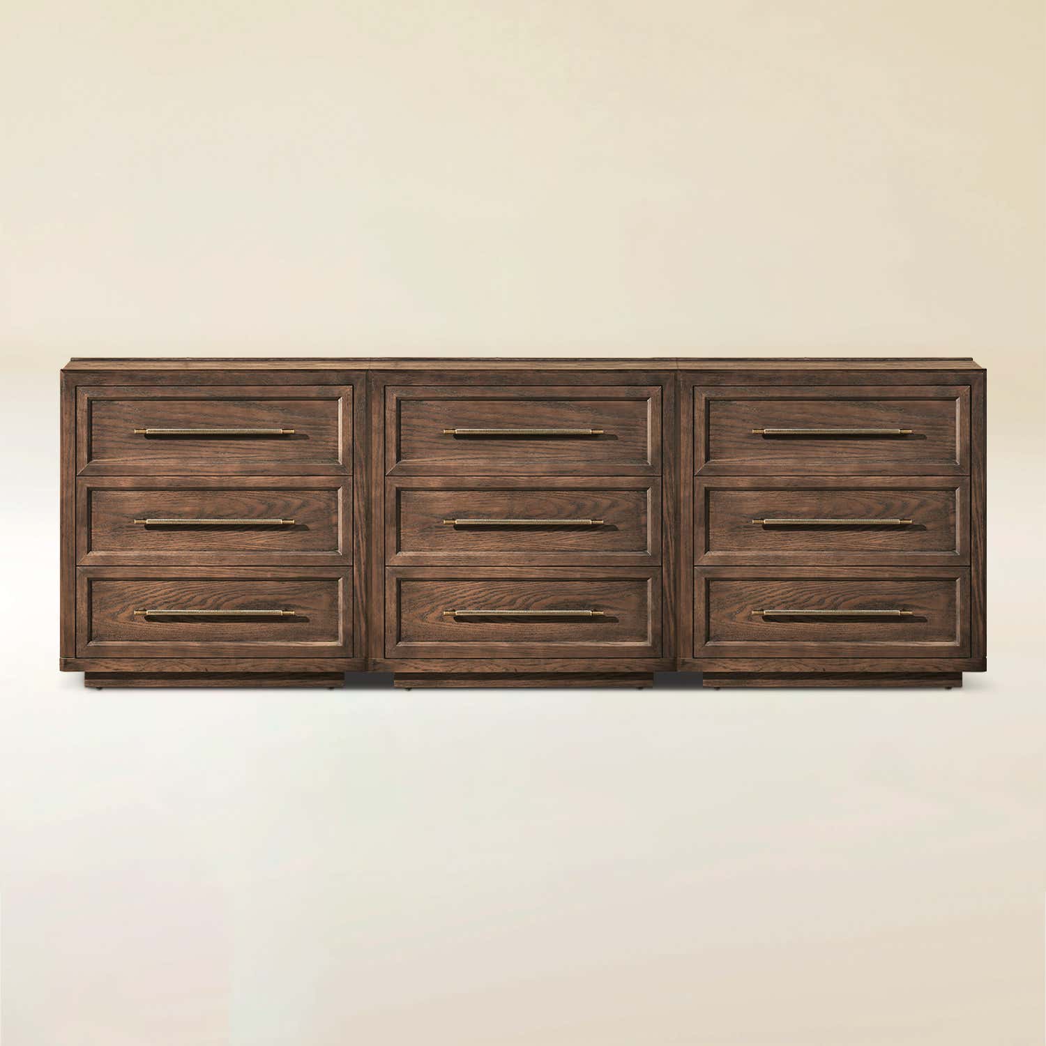 Alvar 95″ Oak 9-Drawer Chest(Set of 3)
