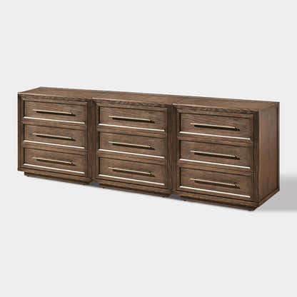 Alvar 95″ Oak 9-Drawer Chest(Set of 3)