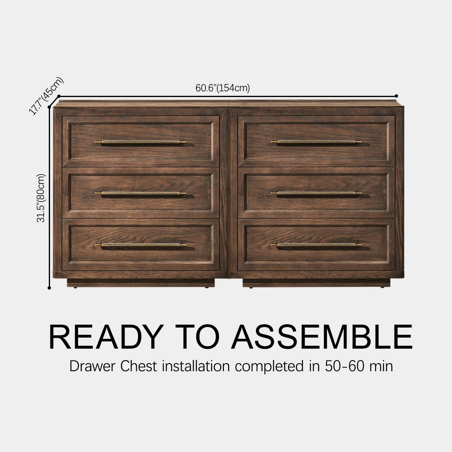 Alvar 61″ Oak 6-Drawer Chest(Set of 2)