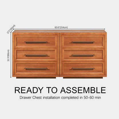 Alvar 61″ Oak 6-Drawer Chest(Set of 2)