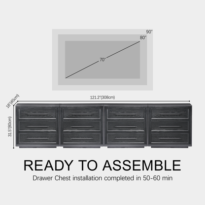 Alvar 126″ Oak 12-Drawer Chest(Set of 4)