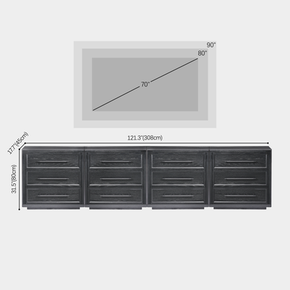 Alvar 121″ Oak 12-Drawer Chest(Set of 4)