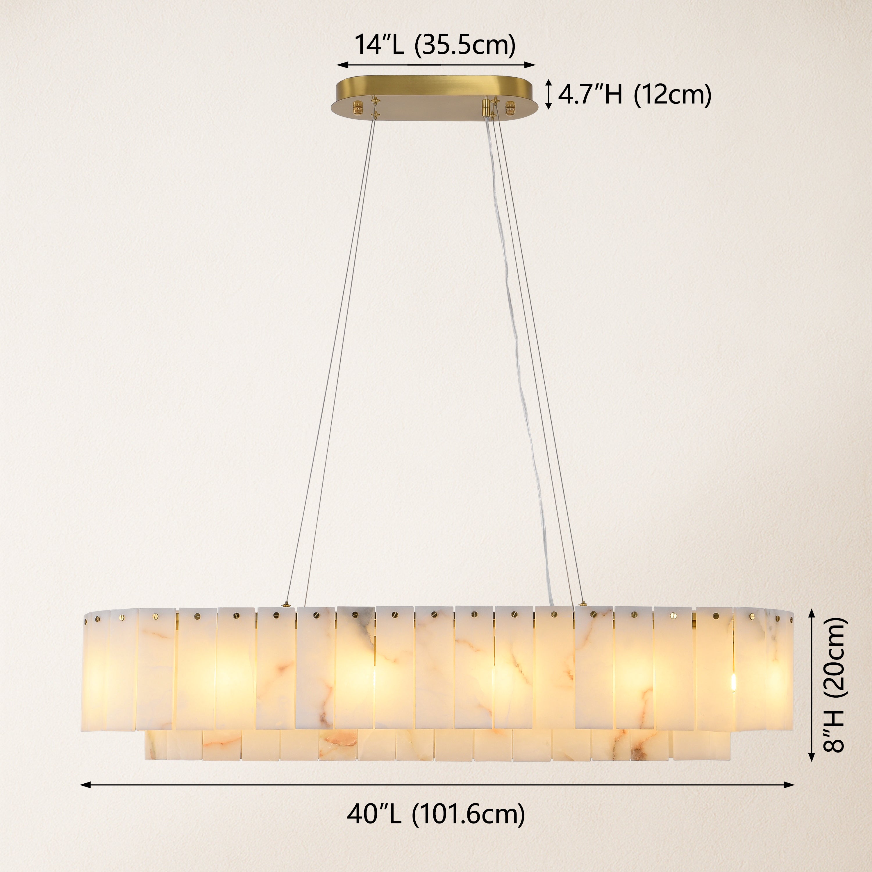 Sawyer Alabaster Oval Chandelier 40"