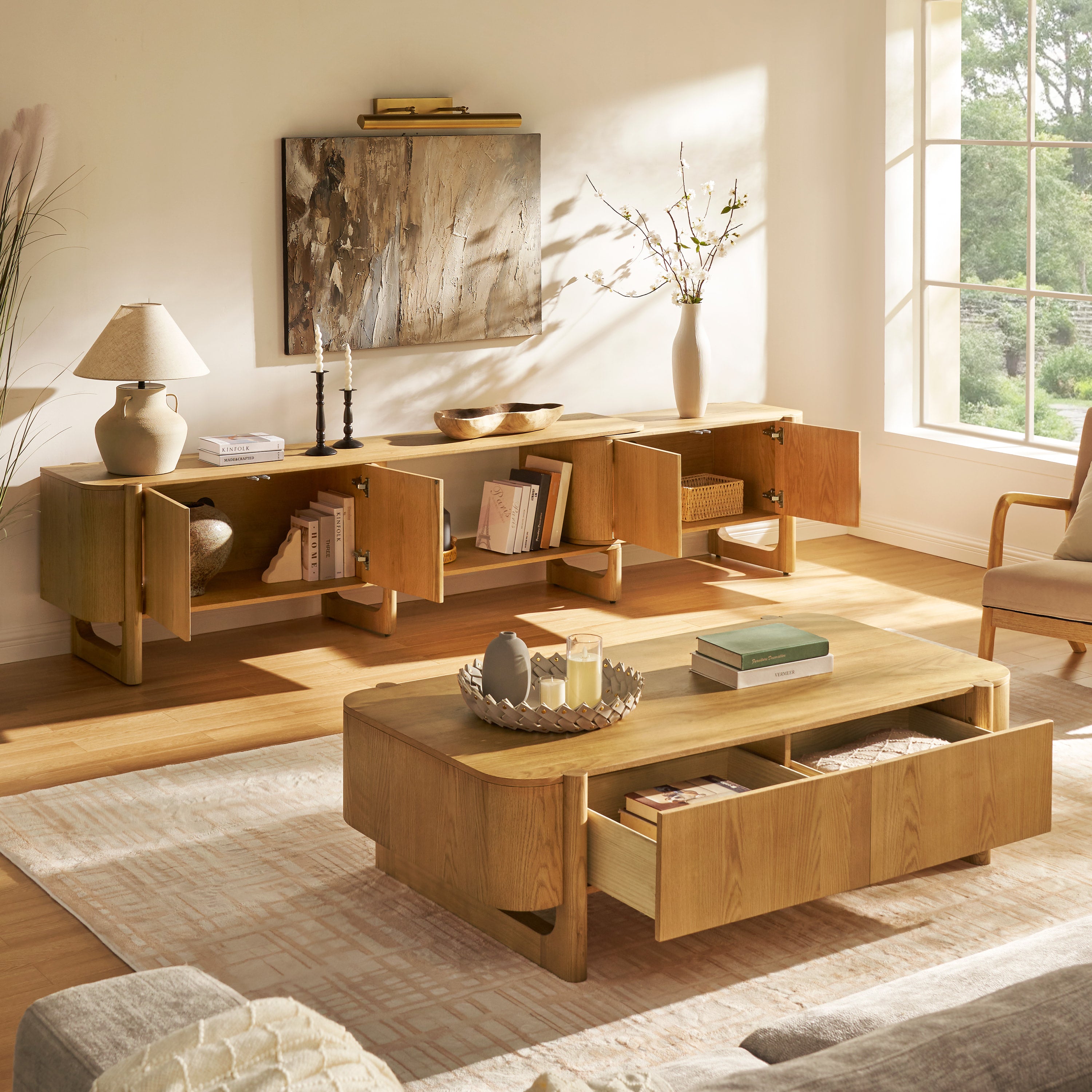 Silas Extendable TV Stand and Coffee Table Set