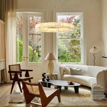 Soluna Alabaster Round Chandelier 30"D