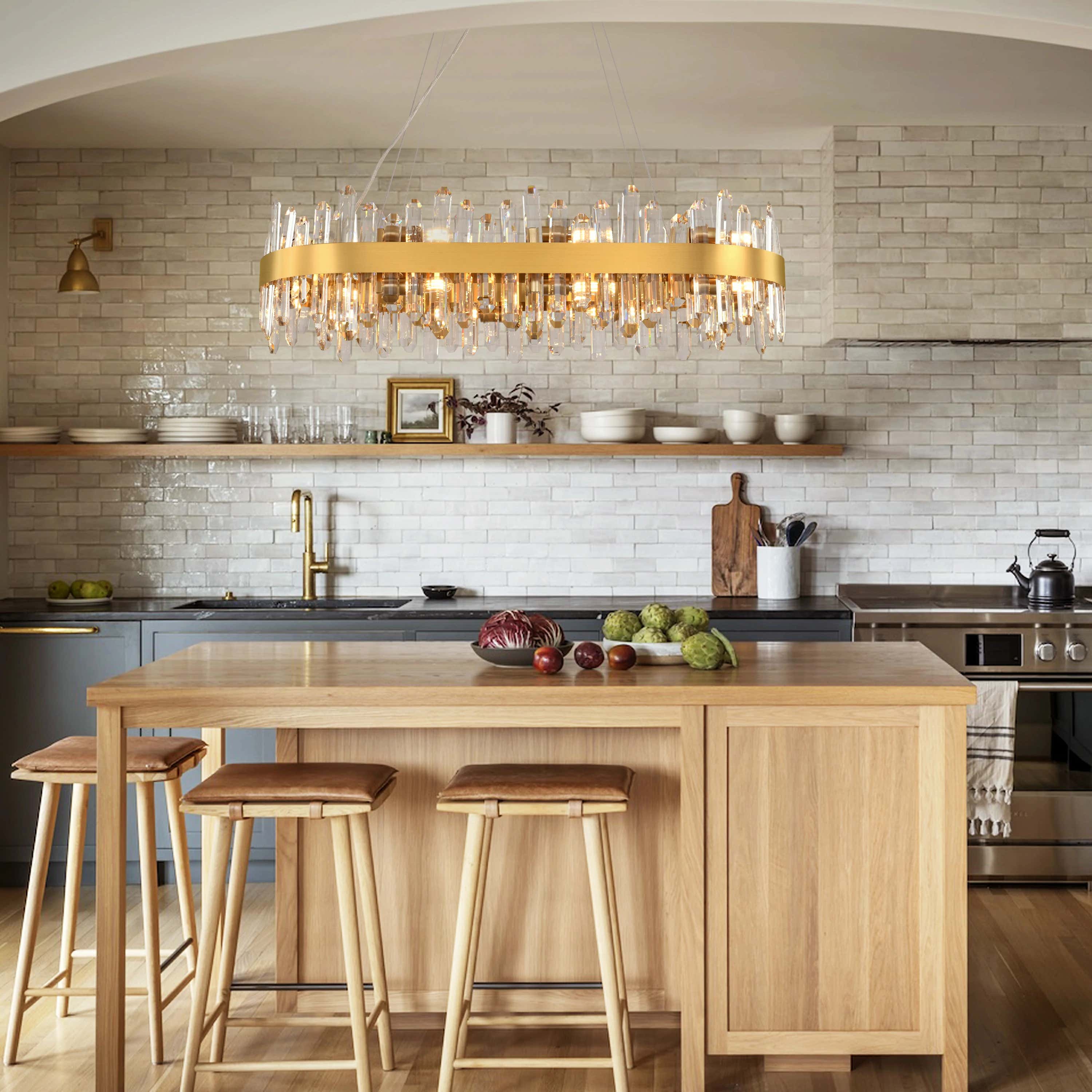 Stellara Crystal Strip Oval Chandelier 36"W