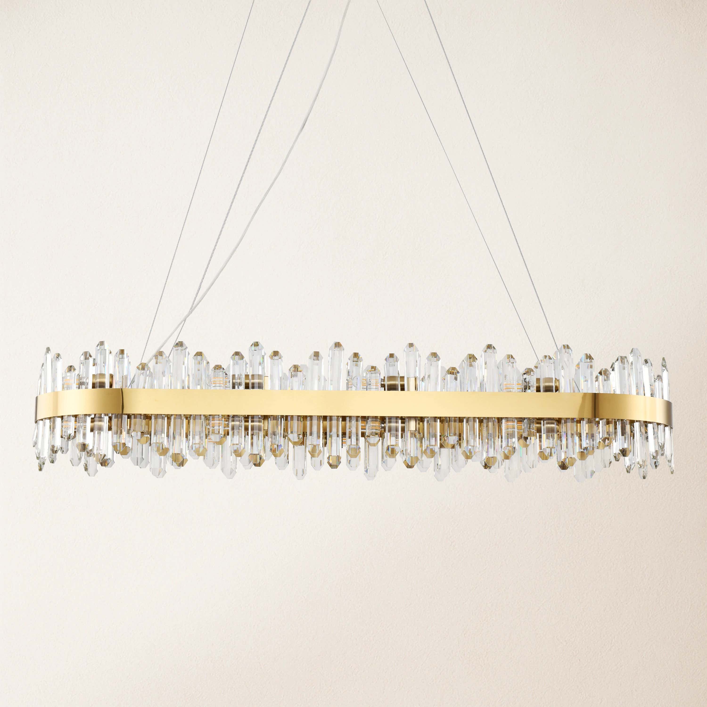 Stellara Crystal Strip Oval Chandelier 52"W