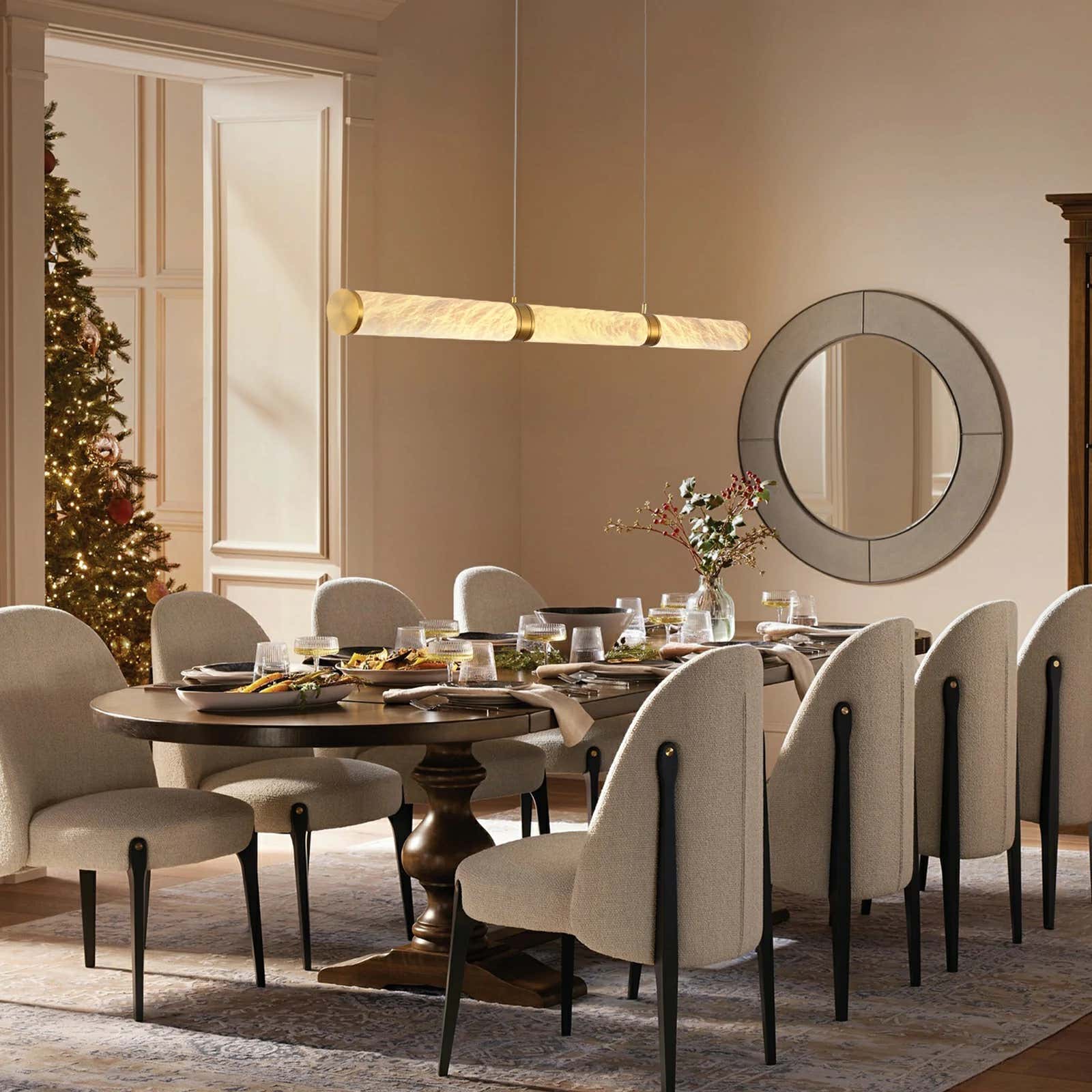 Sylvia Alabaster Linear Chandelier 47"