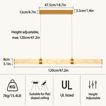 Sylvia Alabaster Linear Chandelier 47"