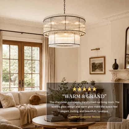 Solvayne Ribbed Glass Tiered Chandelier 48"