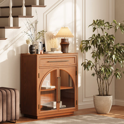 Alvar Arched 32" Oak Storage Cabinet with Drawers