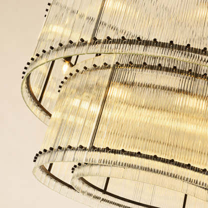 Solvayne Ribbed Glass Tiered Chandelier 48"