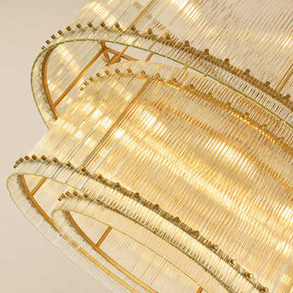 Solvayne Ribbed Glass Tiered Chandelier 48"