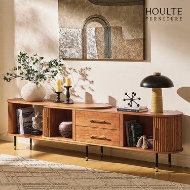 Ewan Oak Extendable Media Console 78.74" to 110.24"