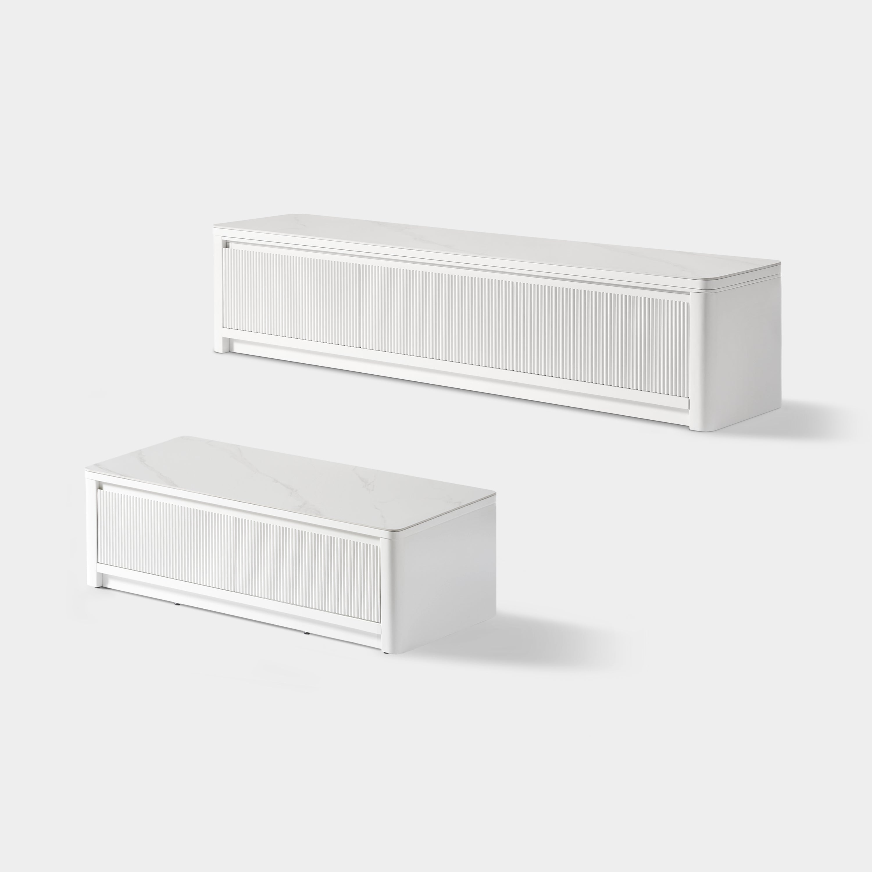 Celia Burnt Stone Media Console And Coffee Table Set