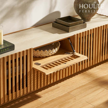 Isla Oak Sintered Stone Media Console 80"