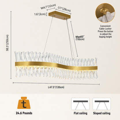 Vetro Prism Crystal Rectangular Chandelier 47"W