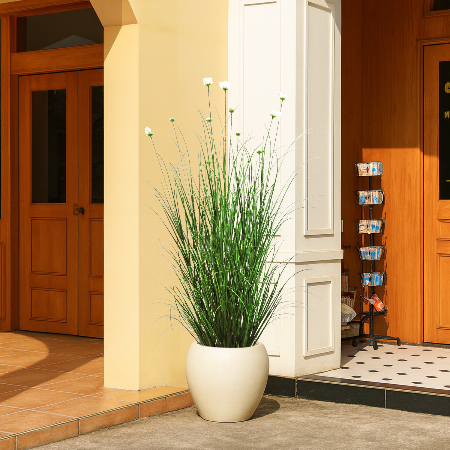 Artificial 15-Head Cosmos with Curved Onion Grass Bonsai 170cm H