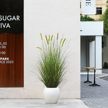 Artificial 10-Head Long Cat Tail with Curved Onion Grass Bonsai 170cm H