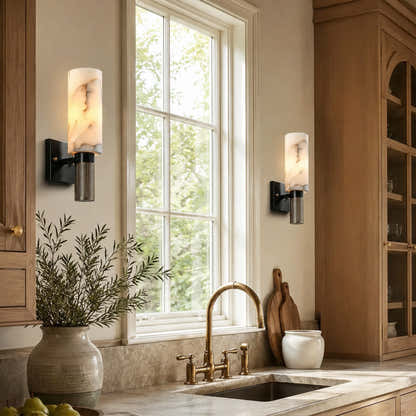 Xelora Alabaster Torch Wall Sconce