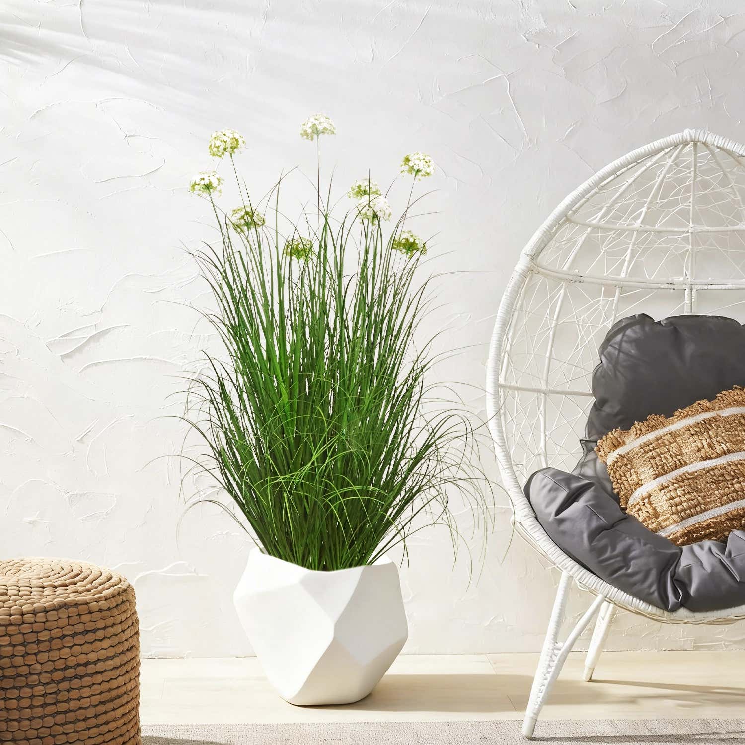 Artificial 9-Head Hydrangea with Curved Onion Grass Bonsai 140cm H