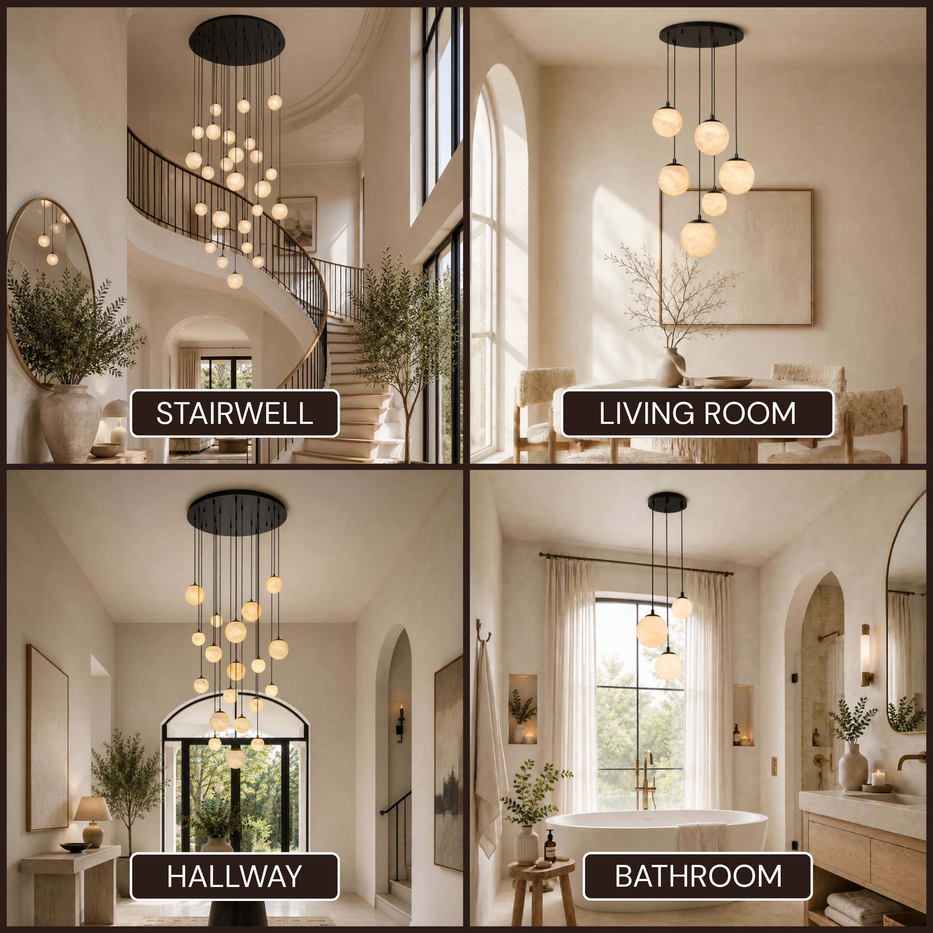 Elviora Resin Alabaster Globe Round Chandelier