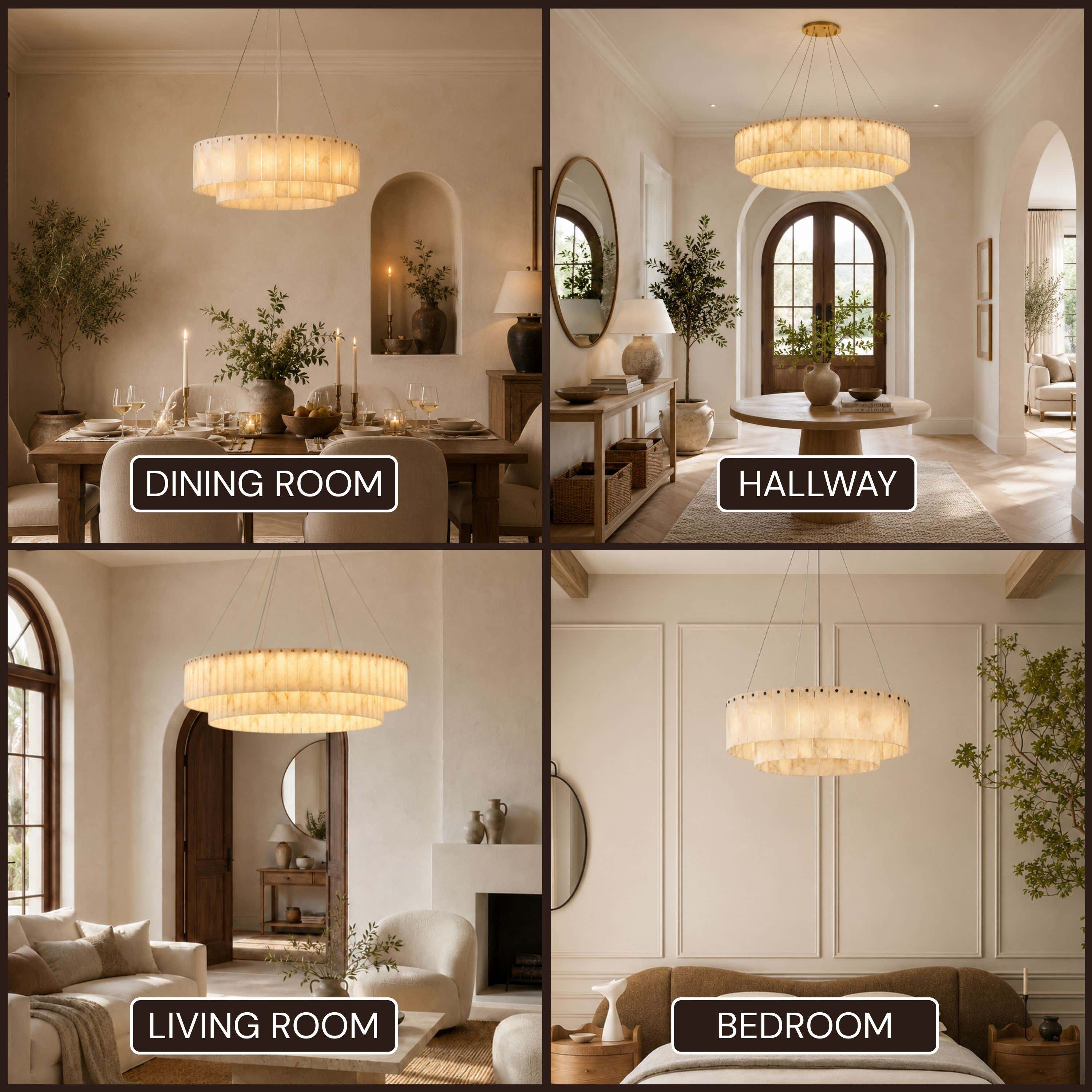 Sawyer Alabaster Custom Round Chandelier 24" 48"D