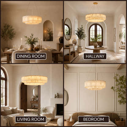 Sawyer Alabaster Custom Round Chandelier 24" 48"D