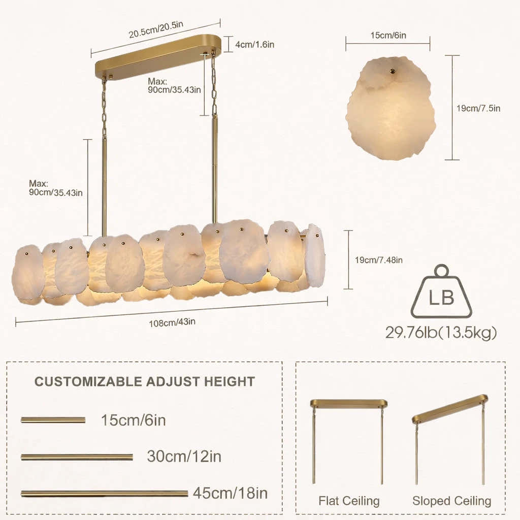 Moira Alabaster Oval Chandelier 43"W