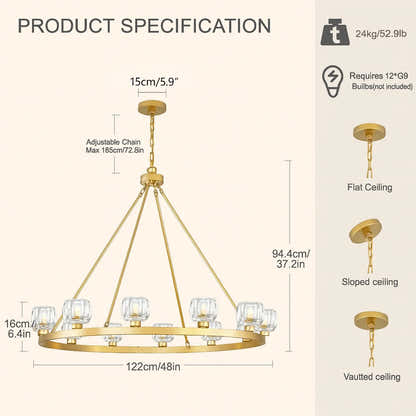 Vellum Round Chandelier 48"D