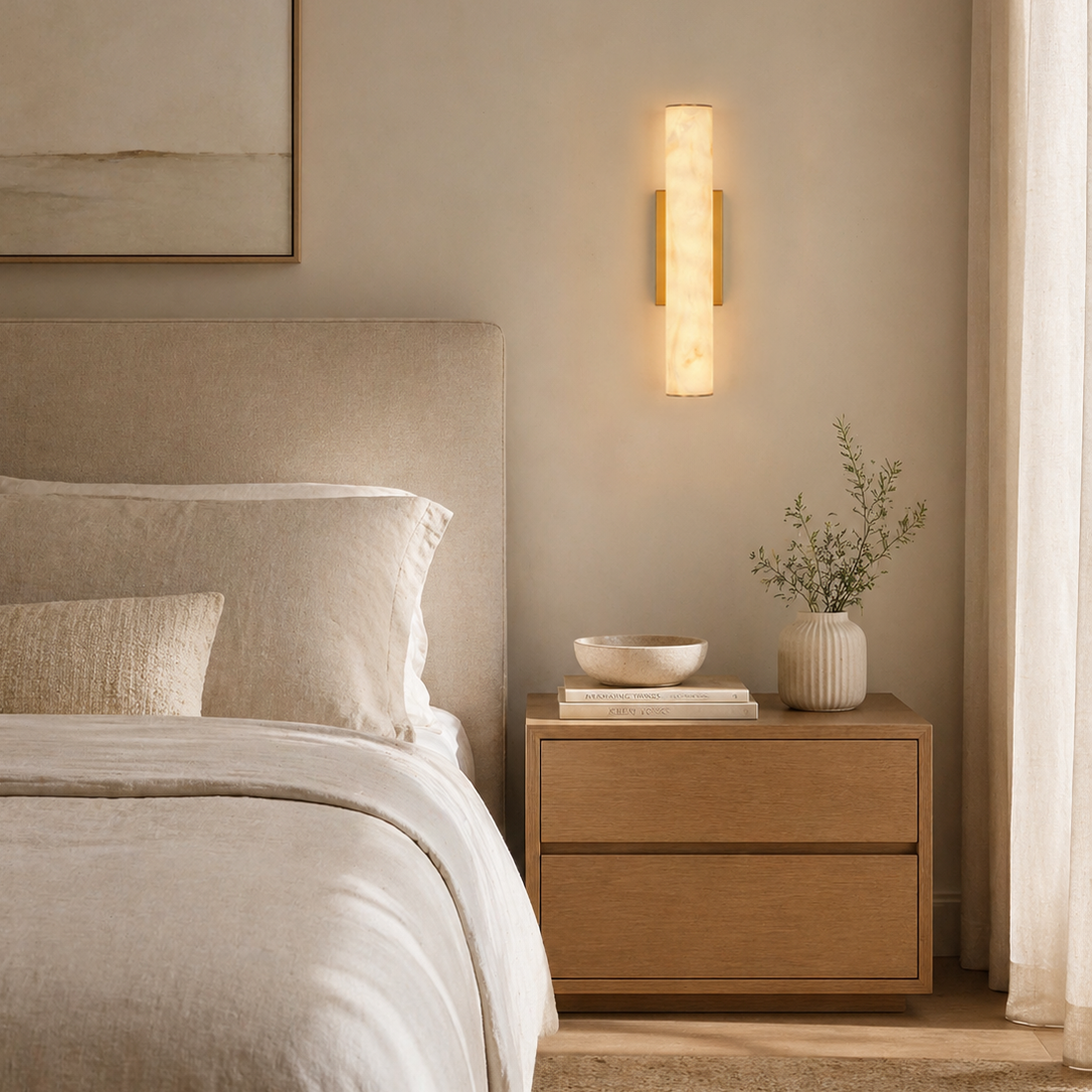 Sylvia Palladian Resin Alabaster Texture Wall Sconce 20"H
