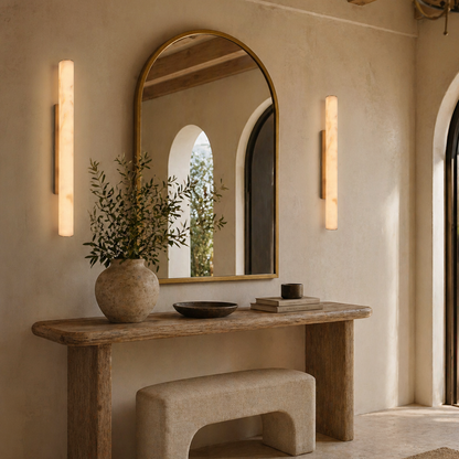 Sylvia Palladian Resin Alabaster Texture Wall Sconce 36"H