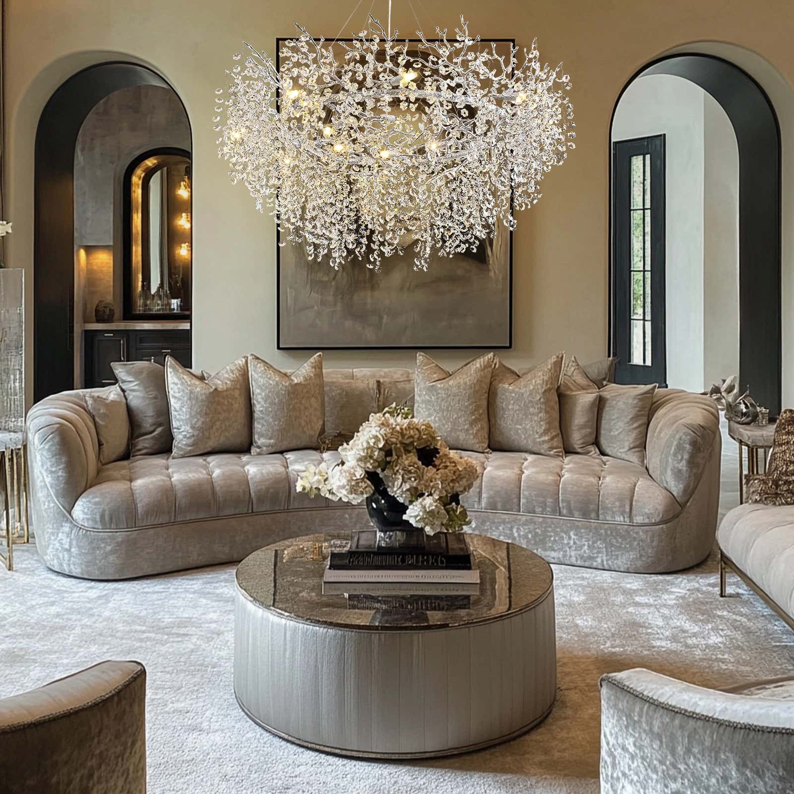 Lustre Branches Round Chandelier 48"D