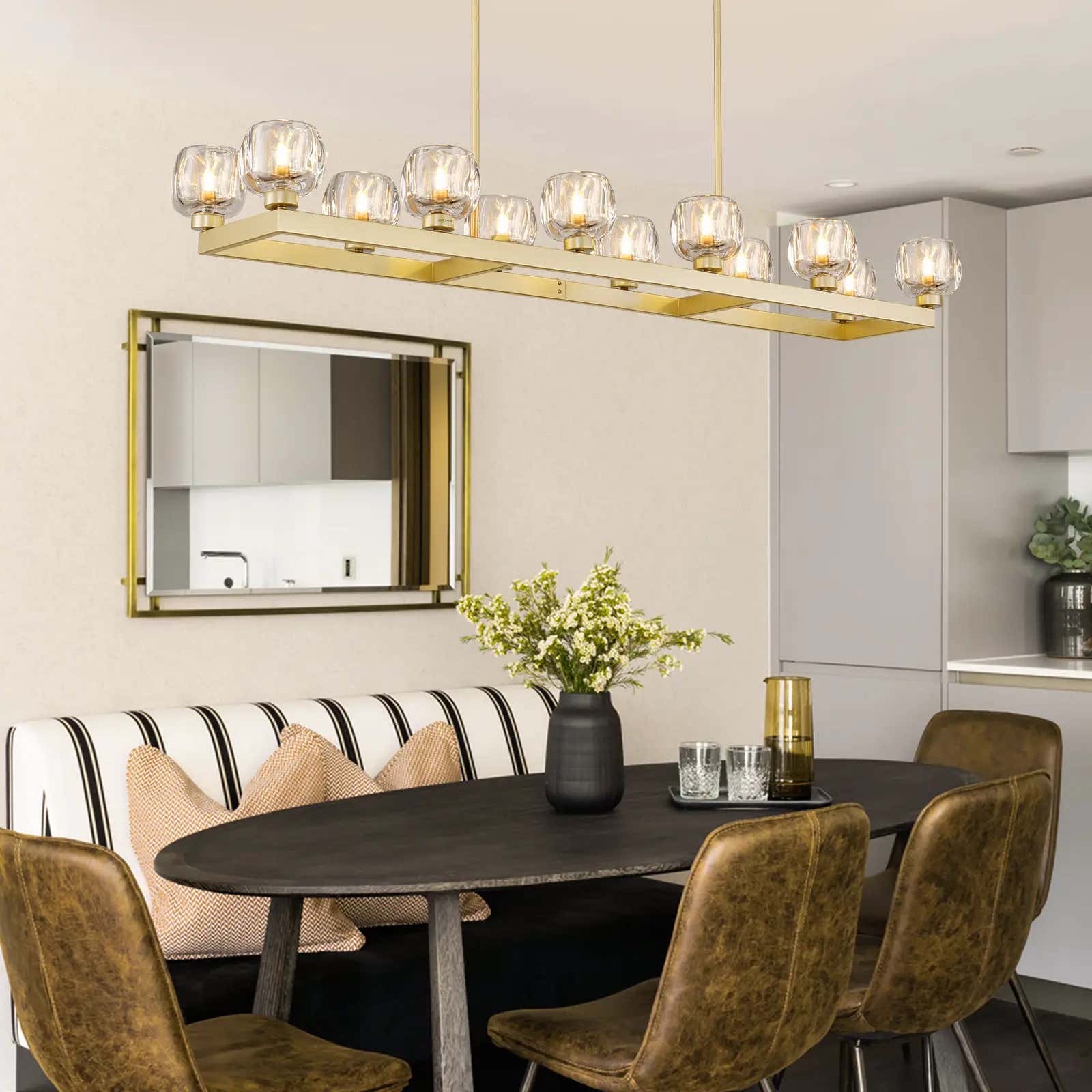 Vellum Rectangular Chandelier 68"W