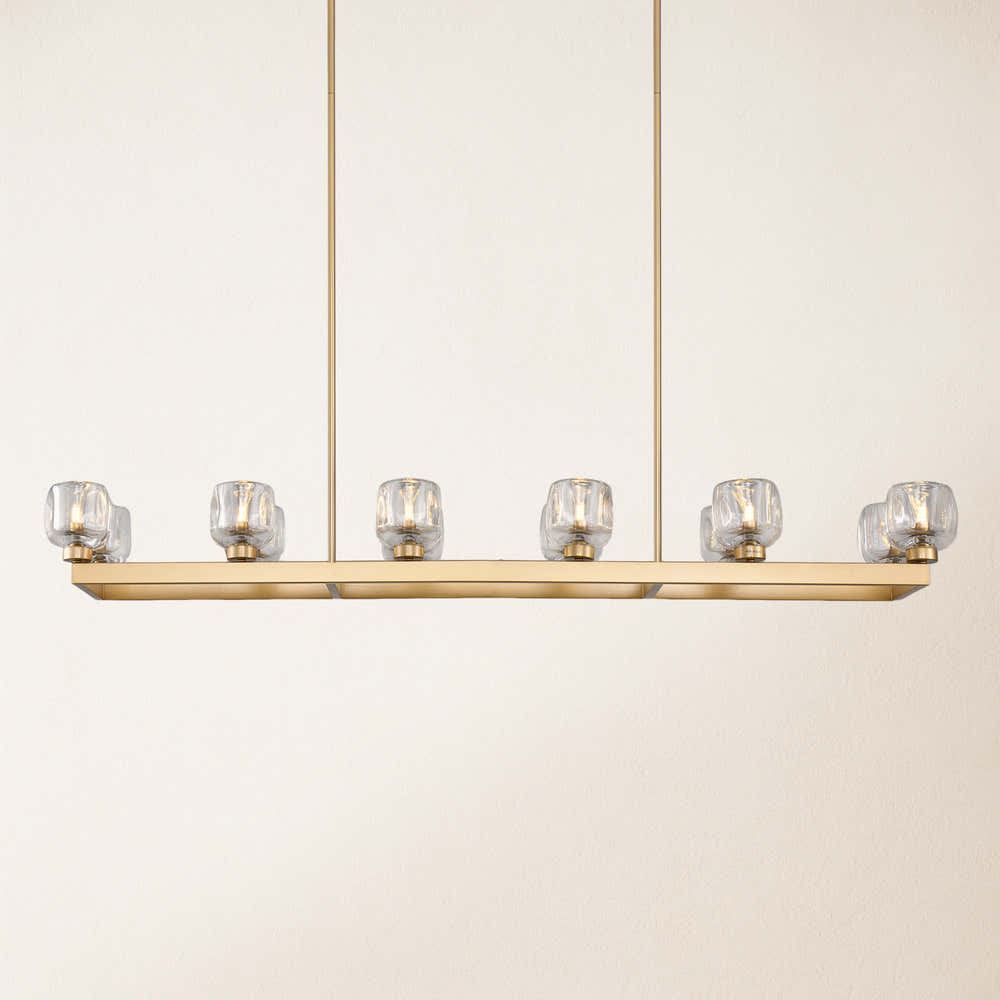 Vellum Rectangular Chandelier 59"W#Finish_Gold