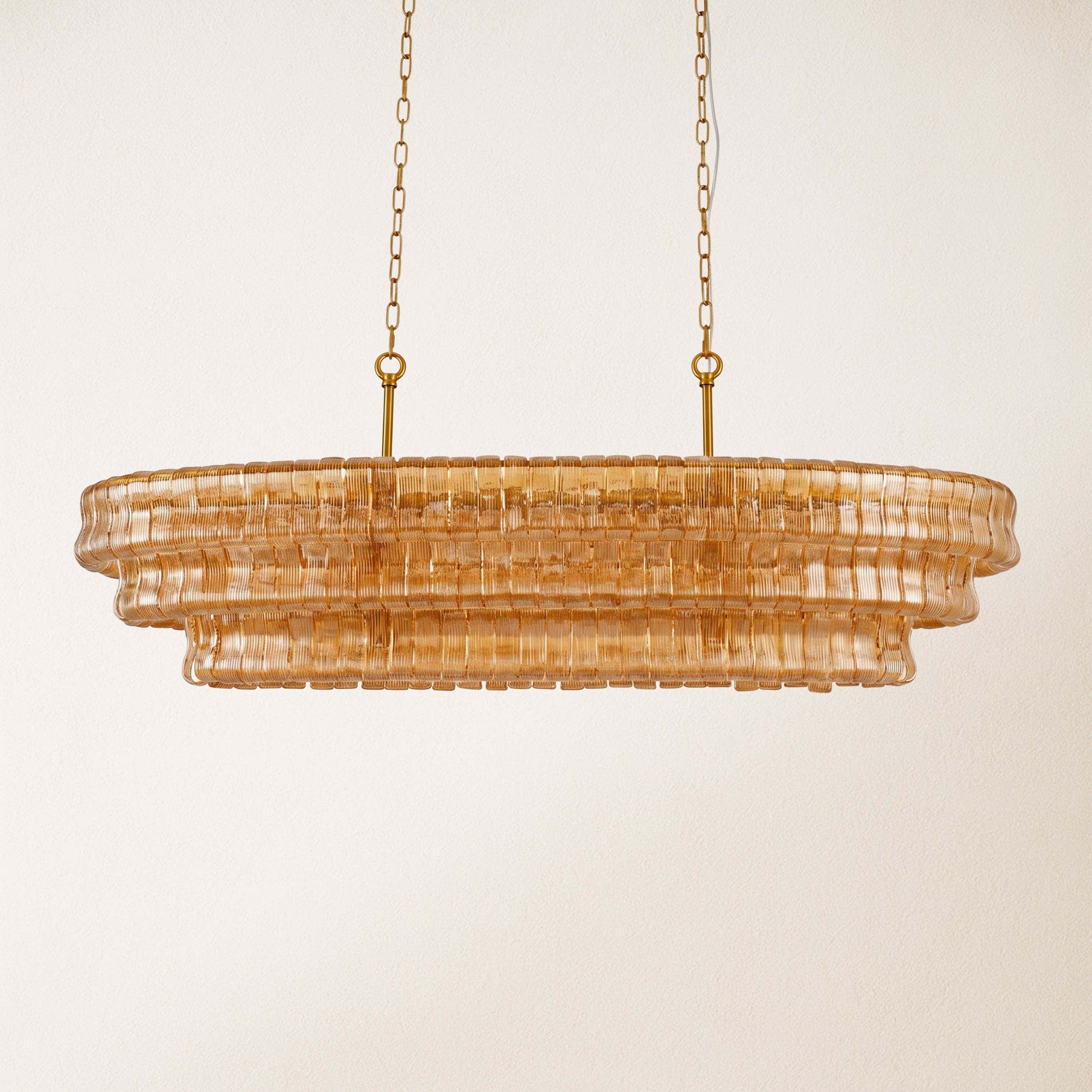 Ondalia Tiered Glass Oval Chandelier 54"W