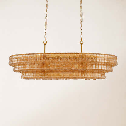 Ondalia Tiered Glass Oval Chandelier 54"W