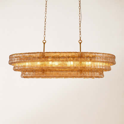Ondalia Tiered Glass Oval Chandelier 54"W