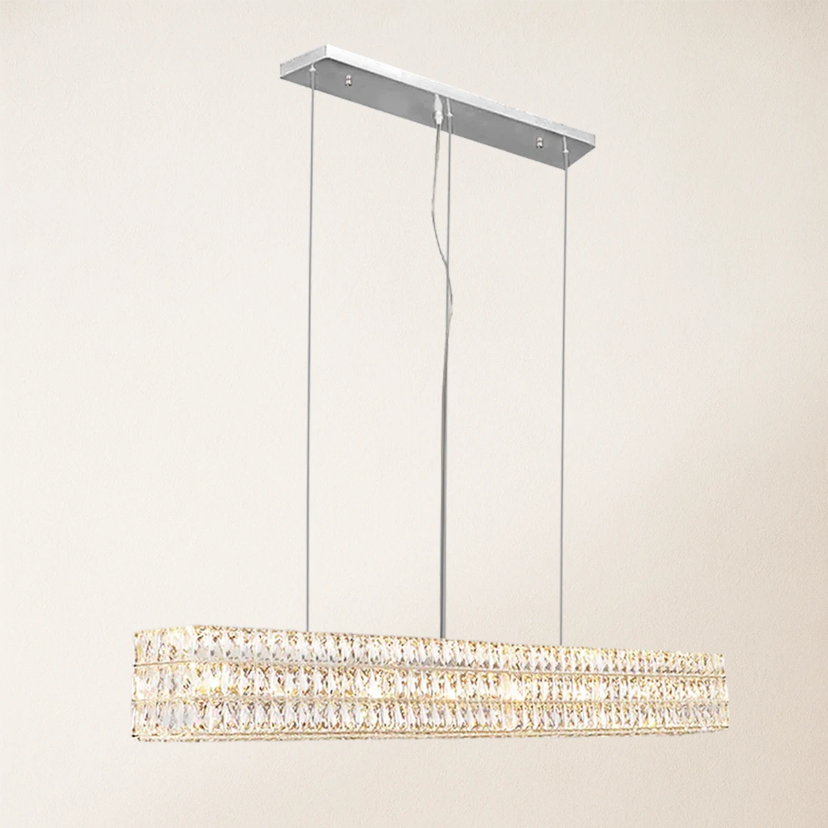 Mia Rectangular Crystal Chandelier 73"W