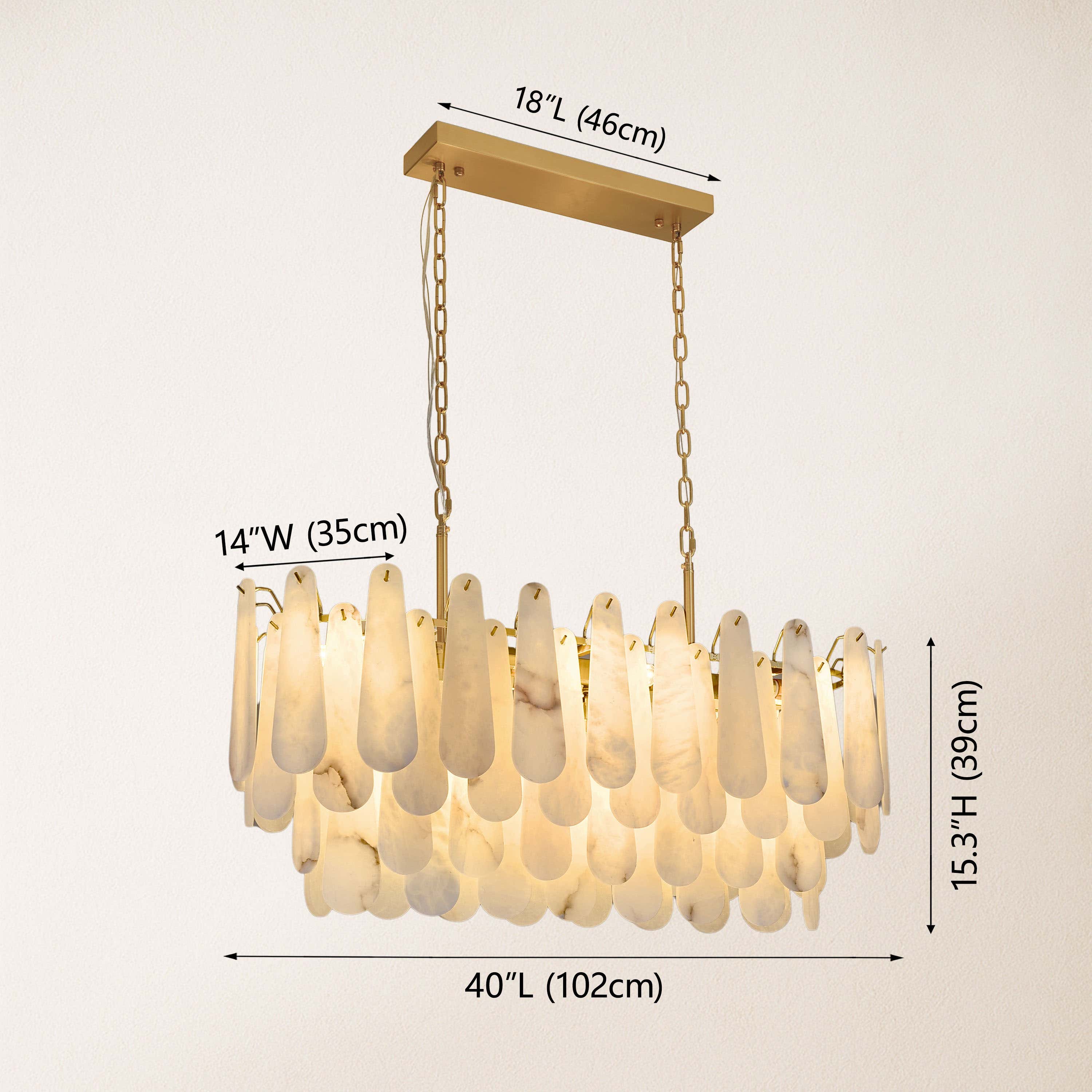 Caldera Alabaster Rectangular Chandelier 40"