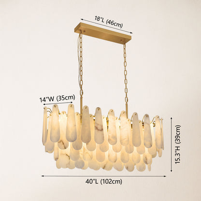 Caldera Alabaster Rectangular Chandelier 40"