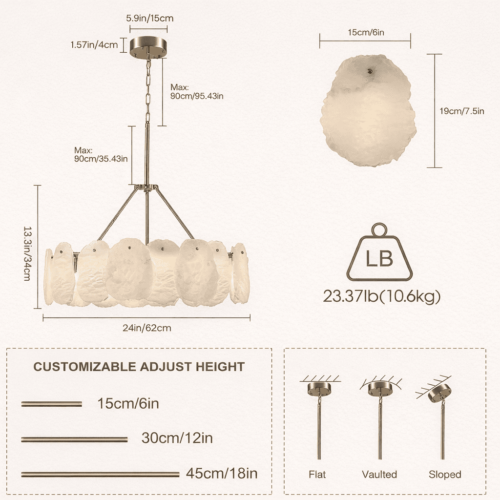 Moira Alabaster Round Chandelier 24"D