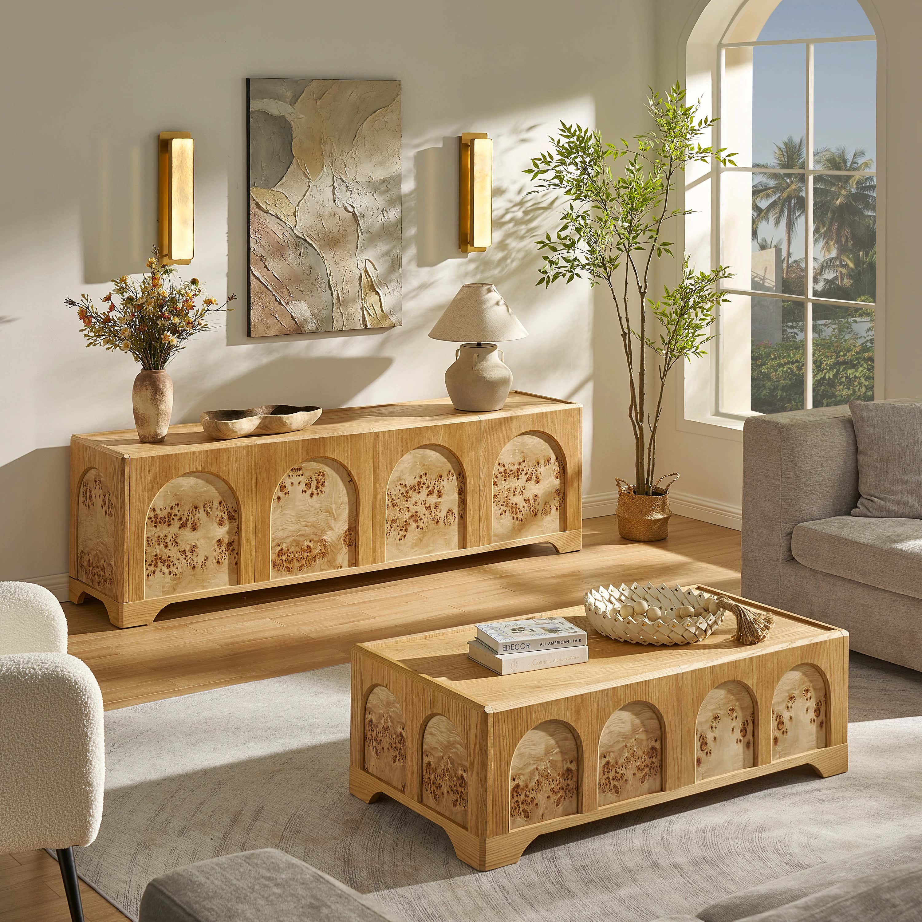 Aurora Oak Media Console 80"