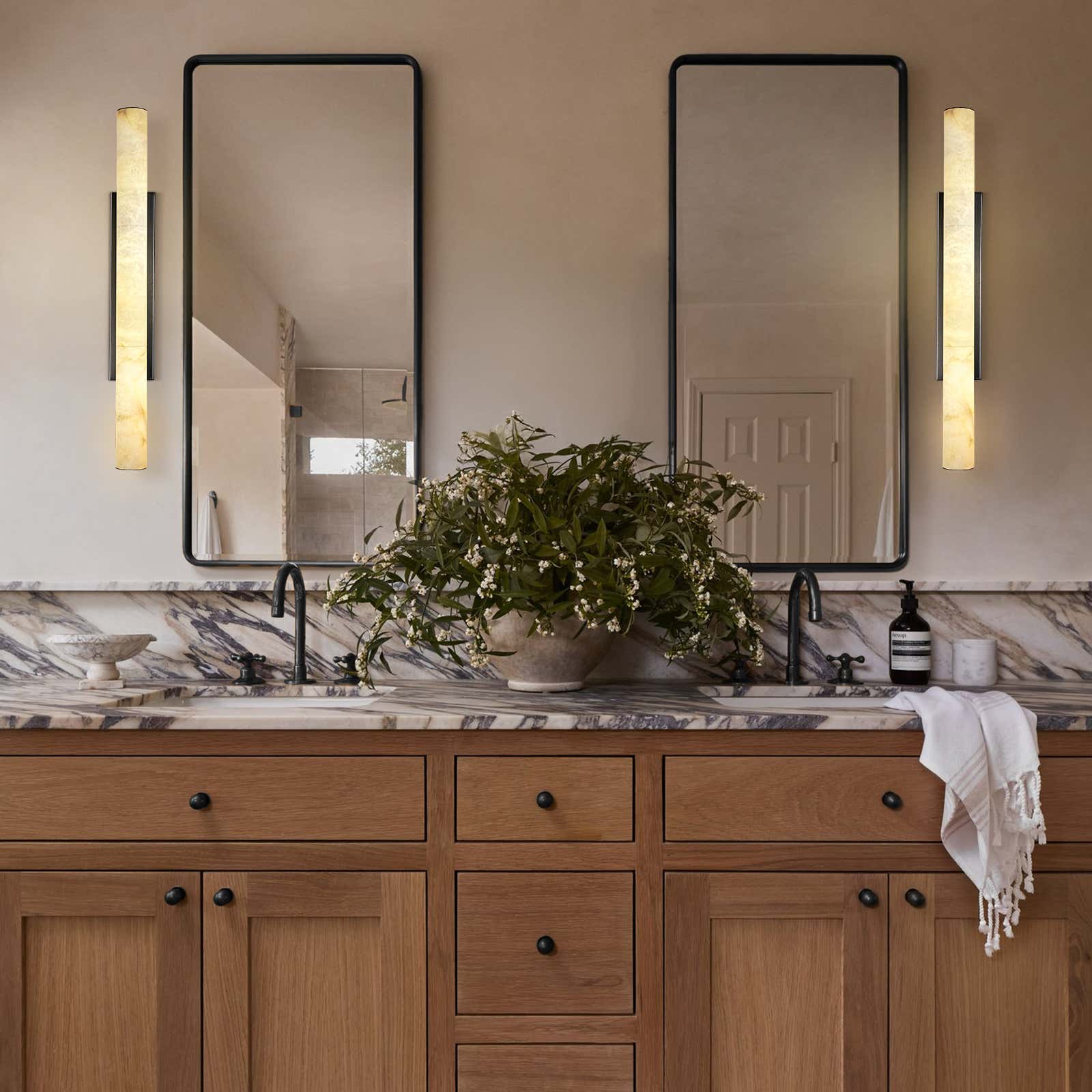 Sylvia Palladian Alabaster Wall Sconce 36"H