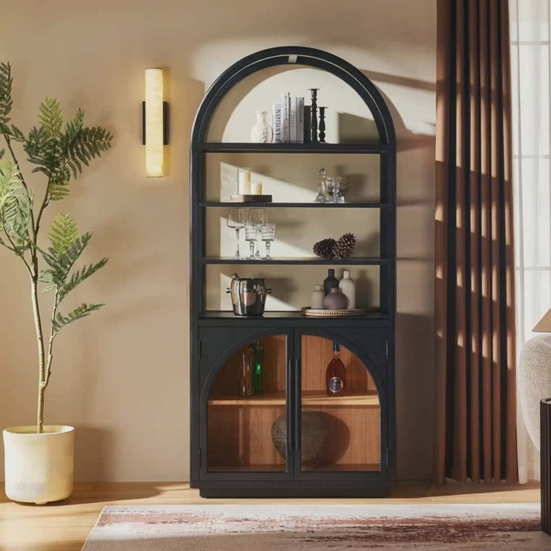 Alvar Arched Bookcase with Cabinet