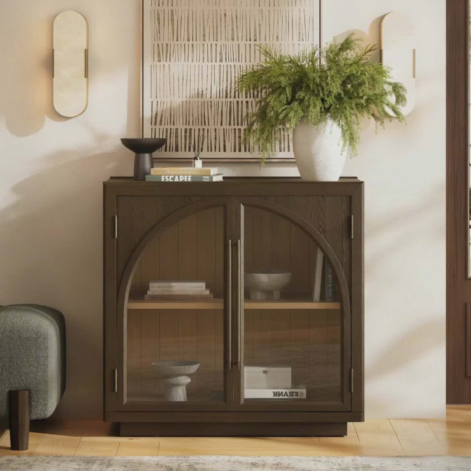 Alvar Arched 126″ Oak Media Console(Set of 4)