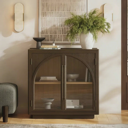 Alvar Arched 95″ Oak Media Console(Set of 3)