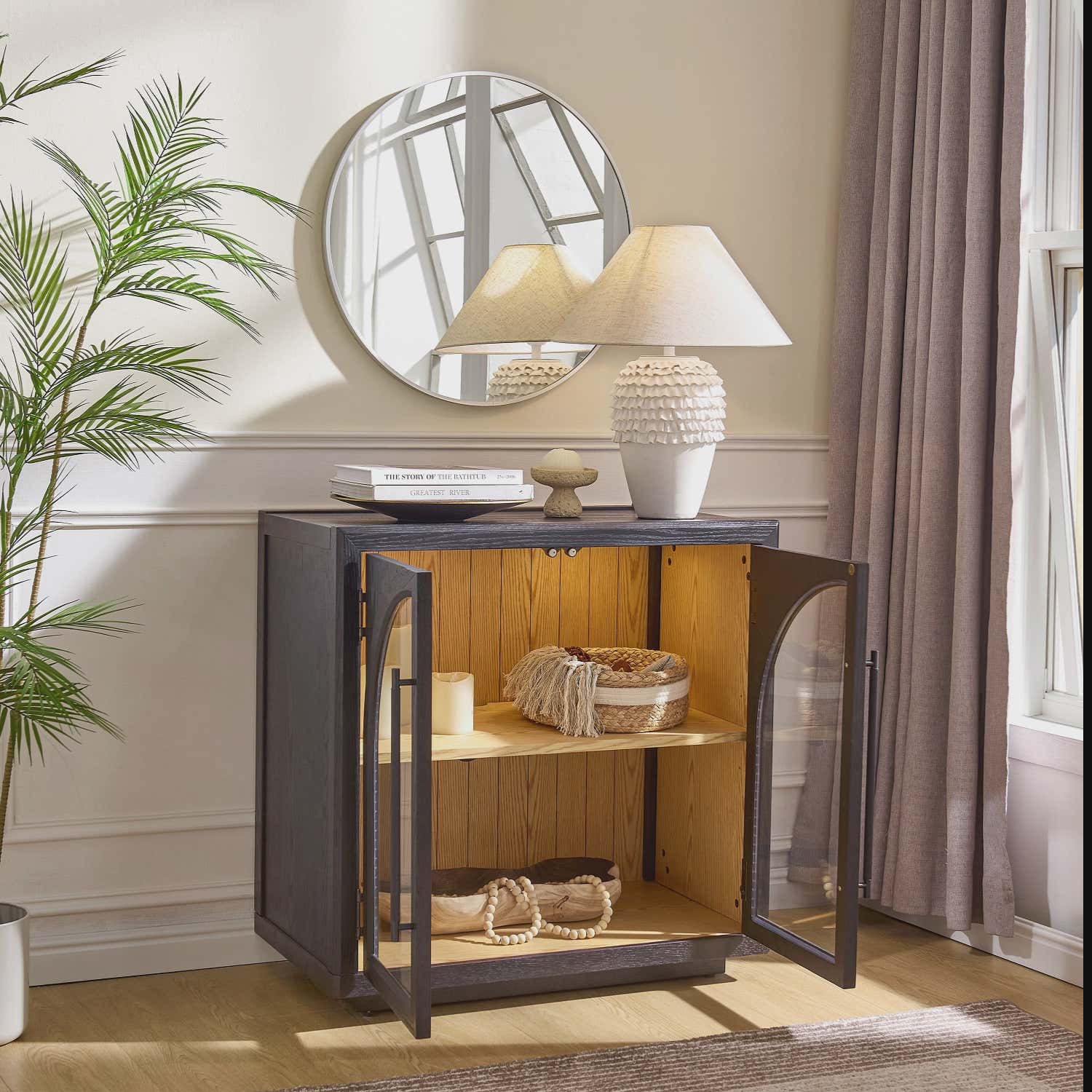 Alvar Arched 126″ Oak Media Console(Set of 4)