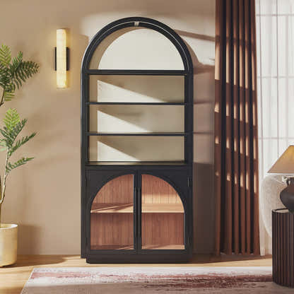 Alvar Arched Bookcase with Cabinet